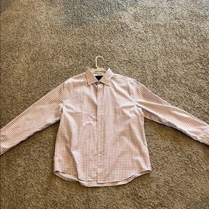 Jos. A. Bank purple and White Checkered Dress Shirt